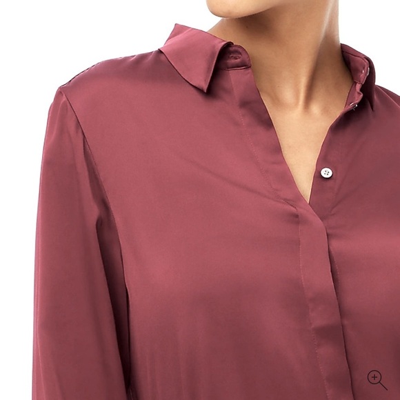 J Crew Factory Drapey satin button-up top in Vintage Burgundy size M NWT BV927 - Picture 3 of 12